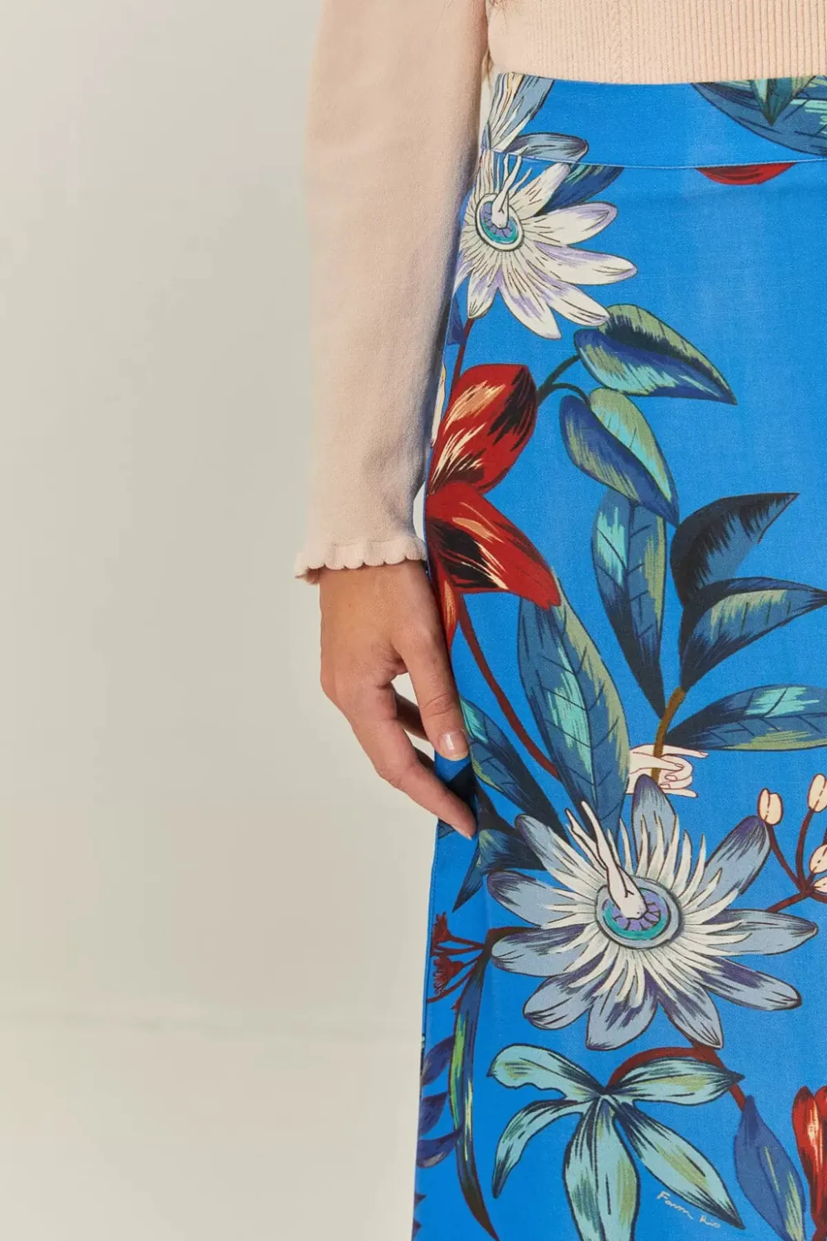Surreal Flowers Blue Midi Skirt